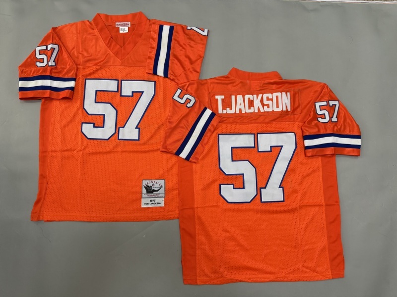 Men 2025 Denver Broncos #57 T.Jackson orange Throwback Limited NFL Jersey style 001